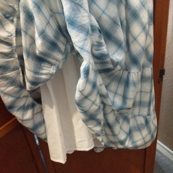 [4] White and Blue Gingham Check A-Line Cotton Sundress - Picture 8 of 8